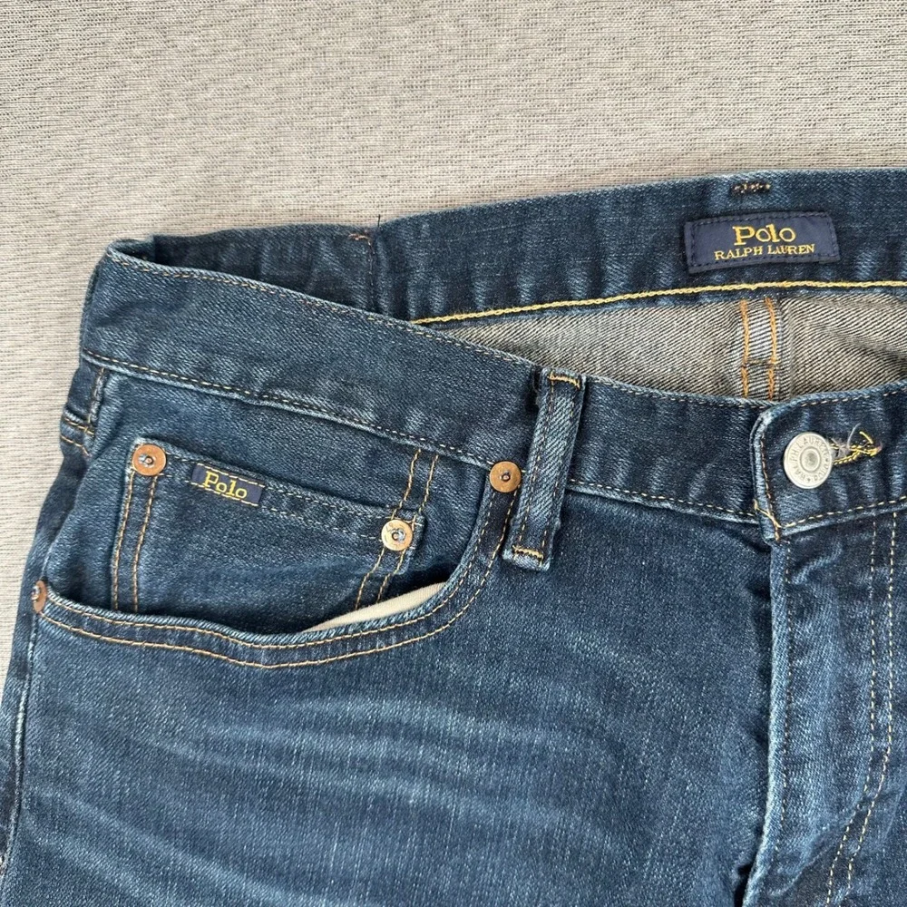 Polo Ralph Lauren Hampton Relaxed Straight Jeans Mens 33x32 Dark Wash Blue Denim